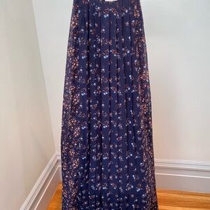Motherhood Dark Blue Floral Maxi Skirt & White Cotton Shrug